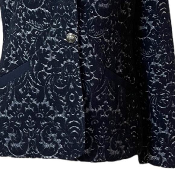 Cabi Women’s Blazer #109 Jacquard Velvet One Button Pockets Blue Paisley Size 6 - Picture 10 of 12
